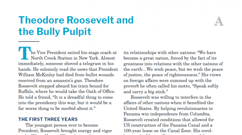 Presidents and the Constitution Handout A Theodore Roosevelt and the Bully Pulpit