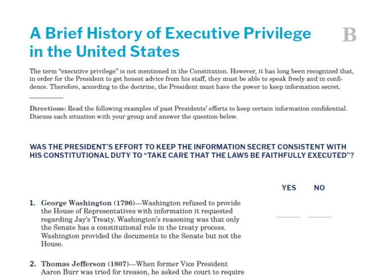 Presidents and the Constitution