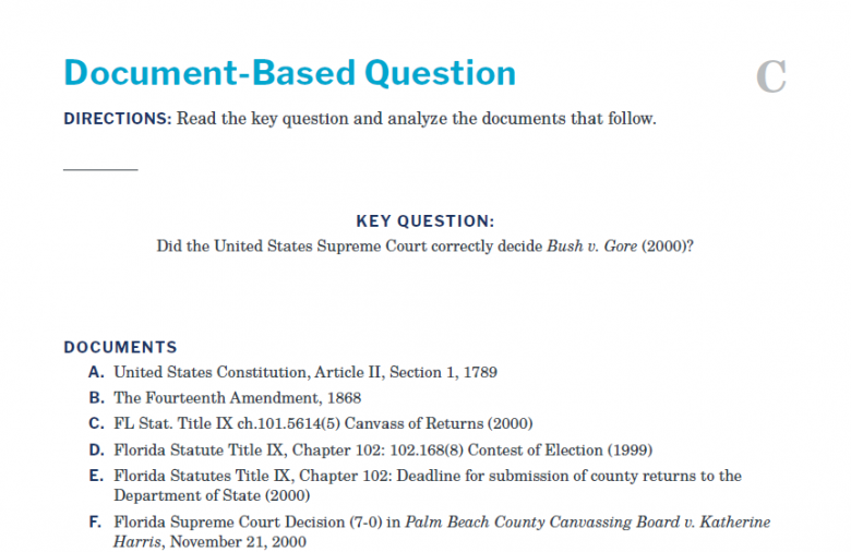 Presidents and the Constitution Handout C Document-Based Question (Bush v Gore 2000)