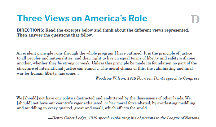 Presidents and the Constitution Handout D Three Views on America's Role