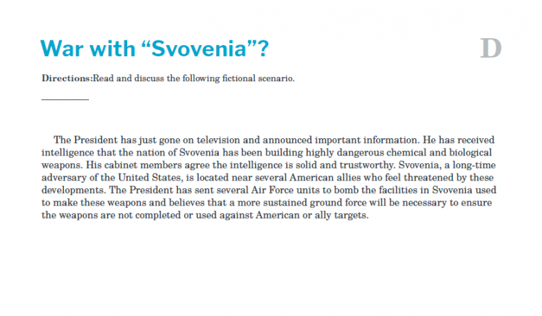 Presidents and the Constitution Handout D War with Svovenia